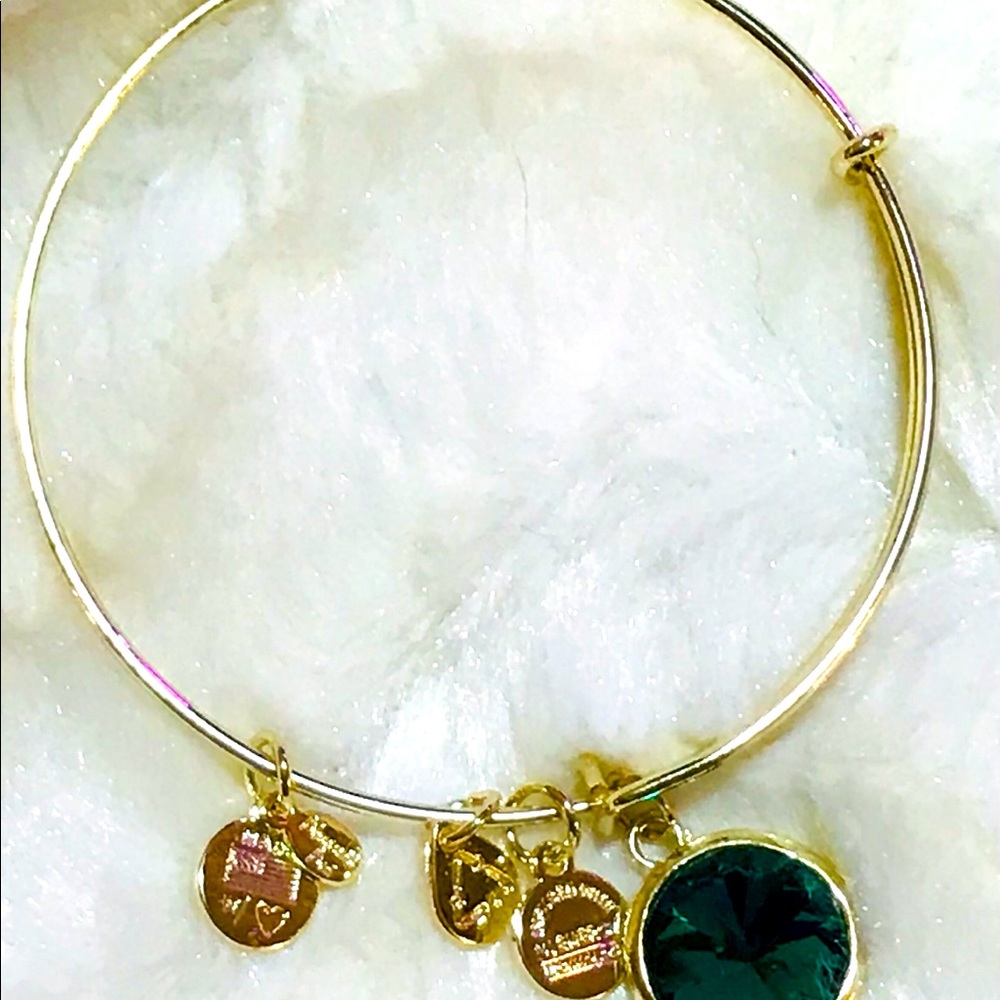 Alex and Ani emerald green birthstone bracelet